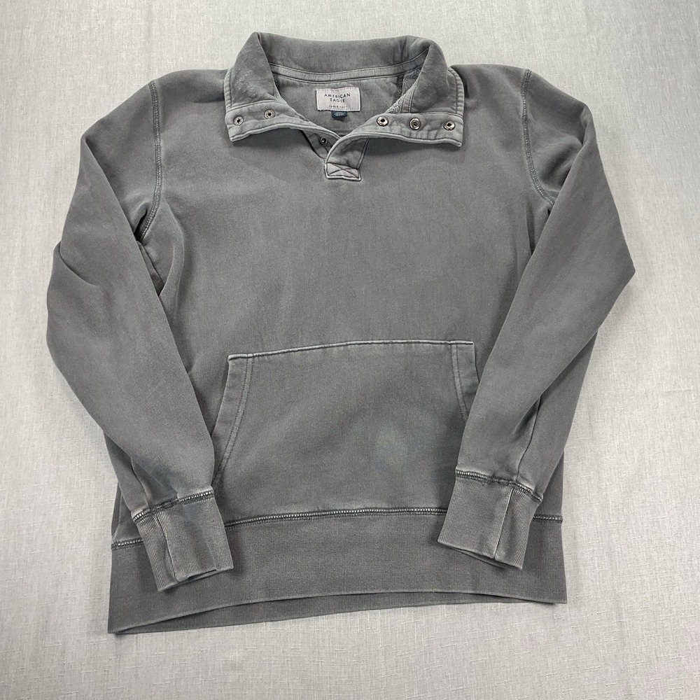 American Eagle Gray Washed 1/4 Snap Super Soft Sweater Size XS
